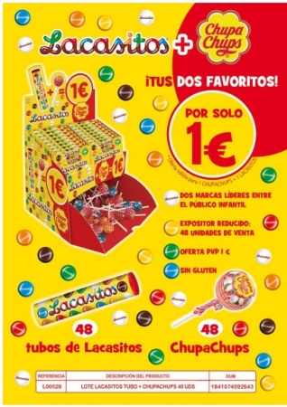 LOTE LACASITOS TUBO+CHUPACHUPS 48U